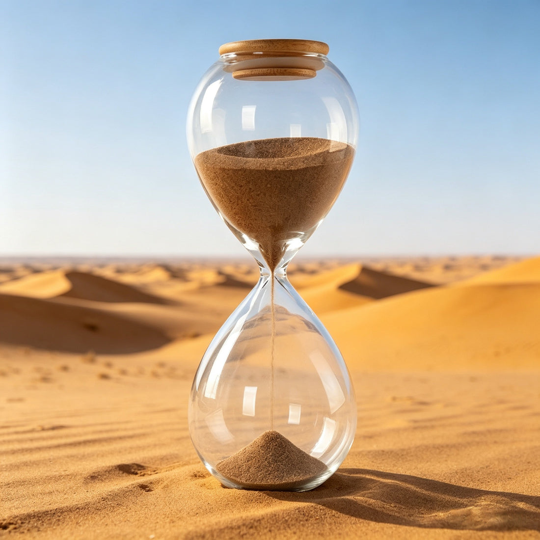 Clear Glass Sand Timer with Wooden Lid