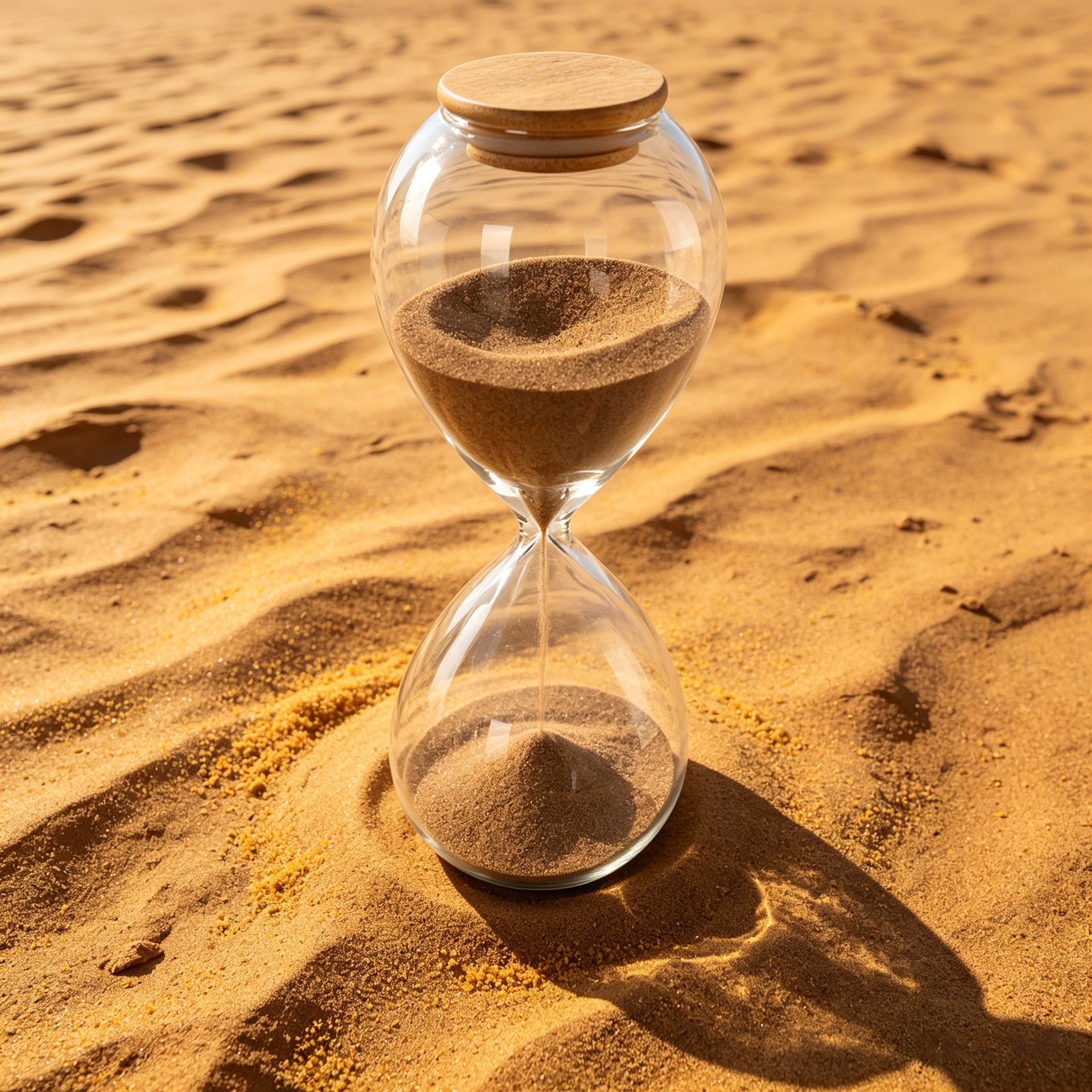 Clear Glass Sand Timer with Wooden Lid